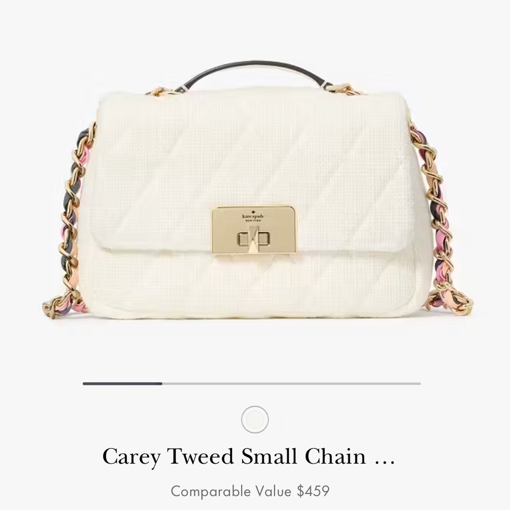 Kate Spade Cream Tweed Chain Shoulder Bag